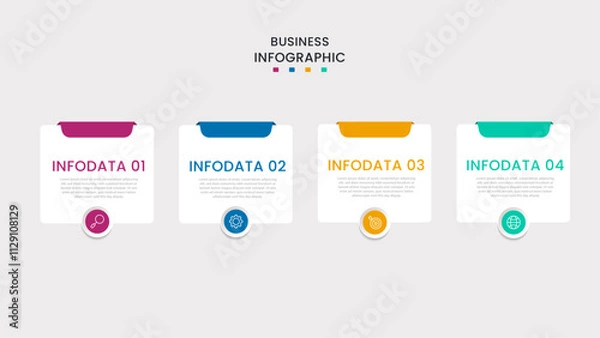 Fototapeta Business Infographic design template Vector with icons and 4 four options or steps. It can be used for process diagrams, presentations, workflow layouts, banners, flow charts, infographics