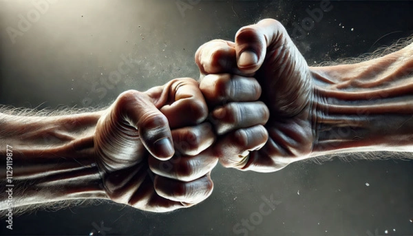 Fototapeta Fists clashing in the air