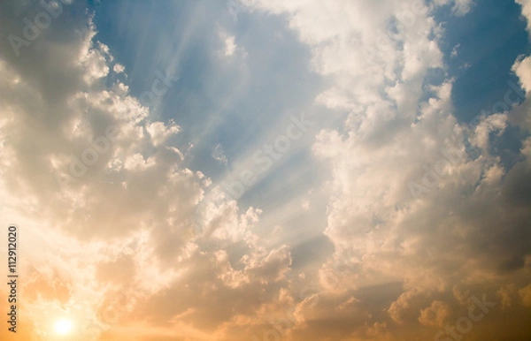Fototapeta colorful dramatic sky with cloud at sunset