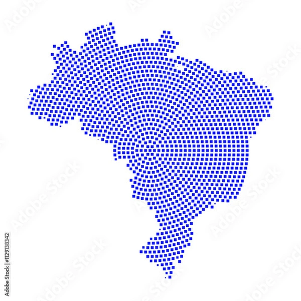 Obraz Abstract graphic Brazil map from pixel blue on a white background. Vector illustration.