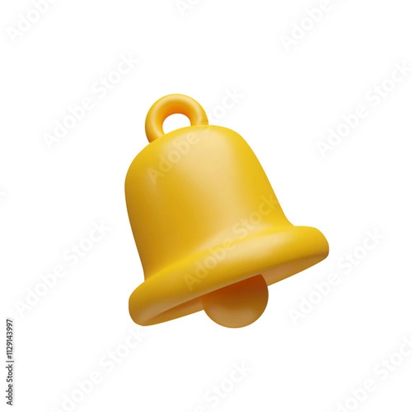 Fototapeta 3d render bell reminder. Three-dimensional alarm icon vector illustration. Alert message notification. Notice of calls, new chat, newsletter, mail or social media message in application. Communication