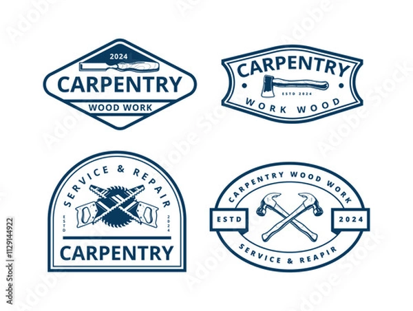 Fototapeta carpentry logo badge design