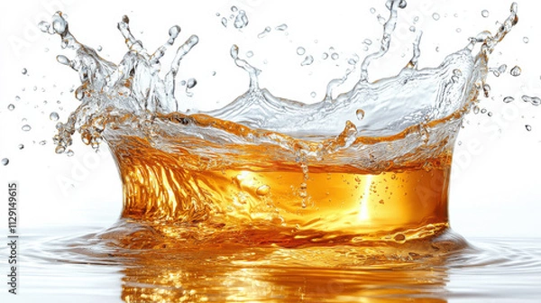 Obraz vibrant splash of orange liquid creates dynamic ripples in clear water, showcasing beauty of motion and fluidity. image captures essence of energy and excitement