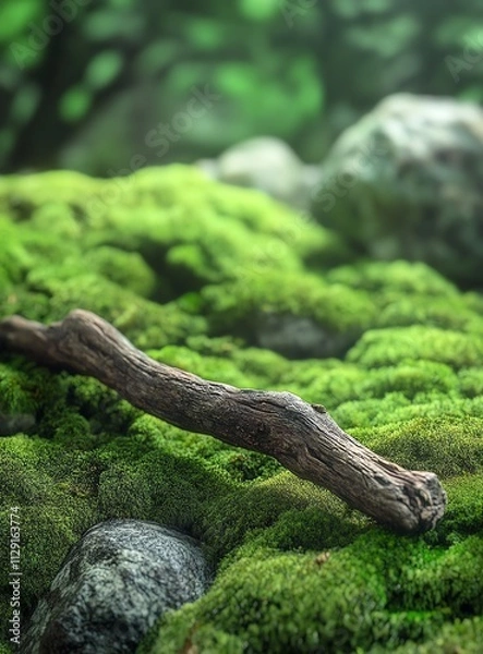 Fototapeta Moss-Covered Log in a Lush Forest