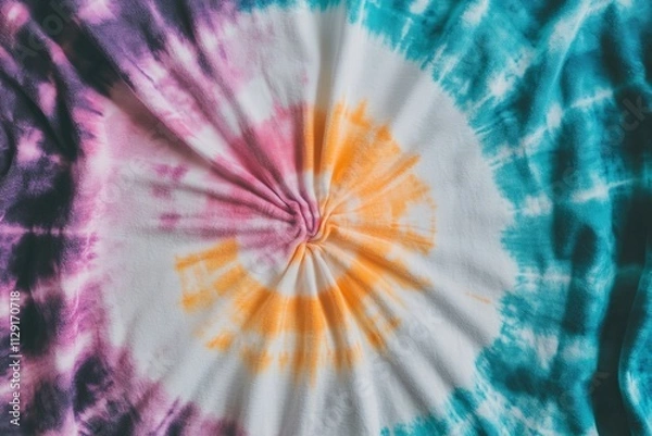 Fototapeta colorful tie-dye fabric with vibrant patterns