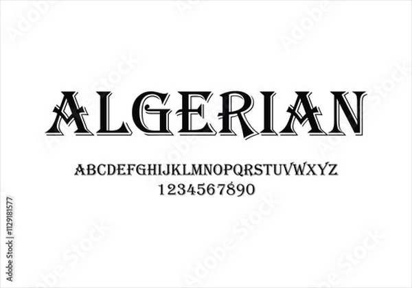 Fototapeta Algerian font for logo and headline. Isolated vector typeset