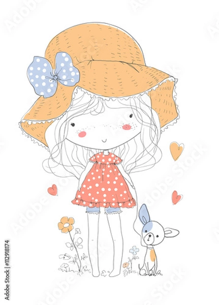 Obraz cute girl with dog