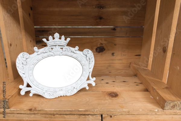 Obraz White photo frame in wood box