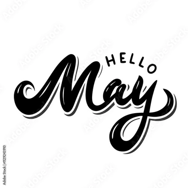 Obraz Hello May hand lettering quote vector illustration (5)