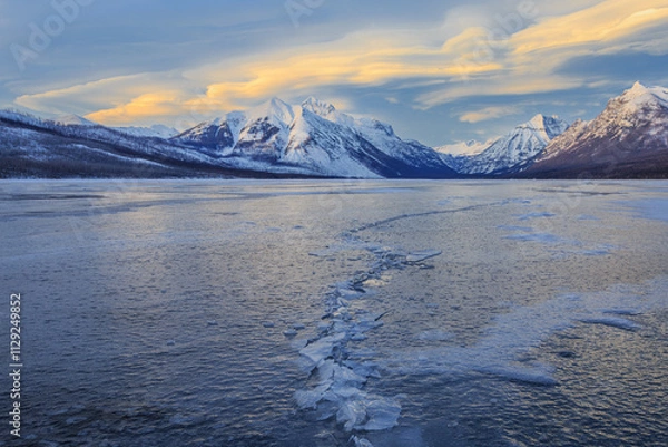 Obraz Frozen Lake And Snow Covered Mountains