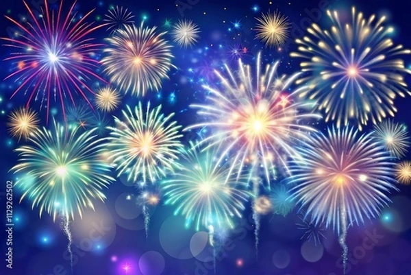 Obraz Fireworks background. New year celebration concept.