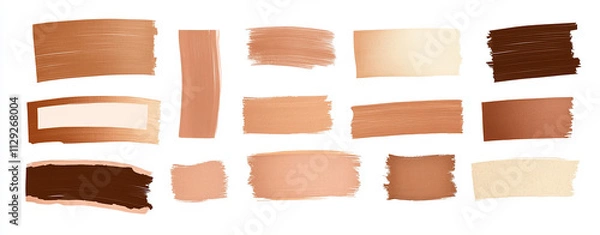 Fototapeta A set of various brown strips and pieces of bandage isolated on a white background