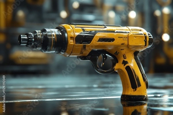 Fototapeta Metallic Spray Gun on Clean Table