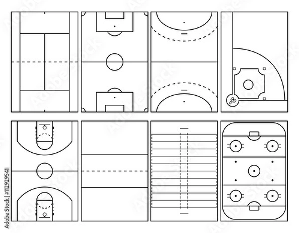 Obraz Popular sport courts outlines, view from top