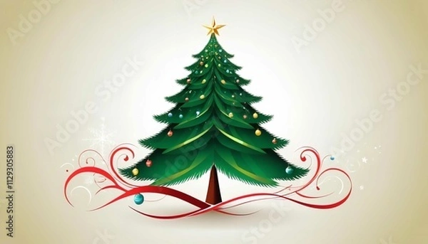 Obraz Christmas Tree With Baubles And Blurred Shiny Lights