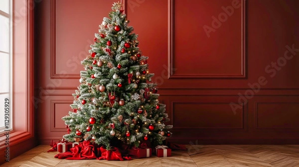 Fototapeta Festively Decorated Christmas Tree