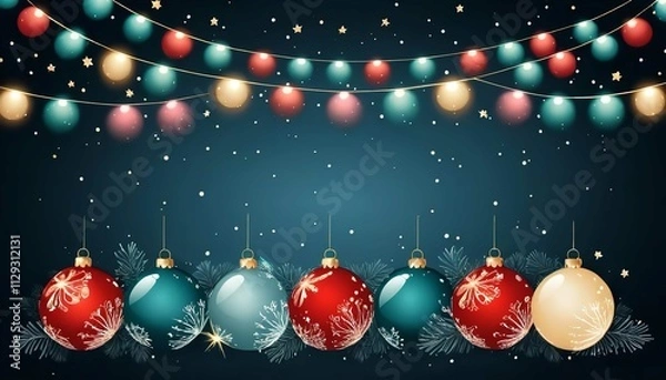 Obraz Christmas Tree With Baubles And Blurred Shiny Lights