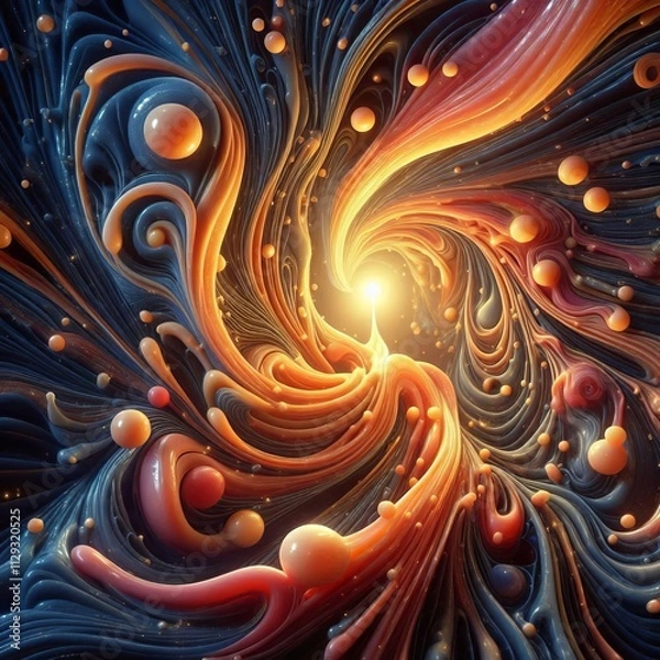 Fototapeta Abstract Liquid Sculpture with Glowing Core