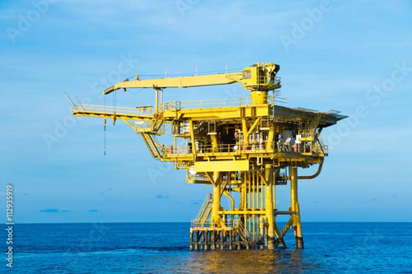 Fototapeta Oil and gas platform in the gulf or the sea, The world energy,
