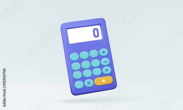Obraz Purple calculator and basic math plus minus multiplication divide number education Mathematic learning economics of accountant calculation financial business tax or vat 3D vector illustration
