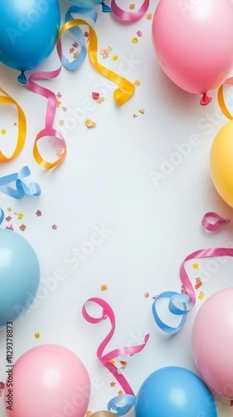 Fototapeta Colorful balloons and ribbons create a festive atmosphere perfect for celebrations and parties