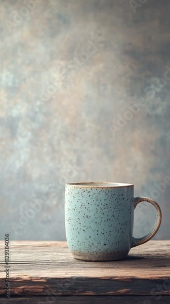 Obraz Simple blue mug on rustic wooden surface with textured background