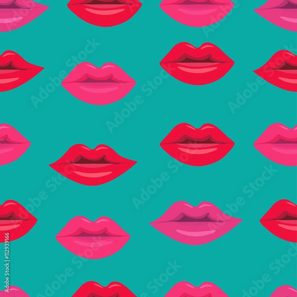 Fototapeta cosmetics makeup seamless pattern women lips. sexy lips background vector design