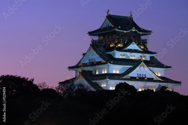 Fototapeta Osaka Castle at dusk, Japan