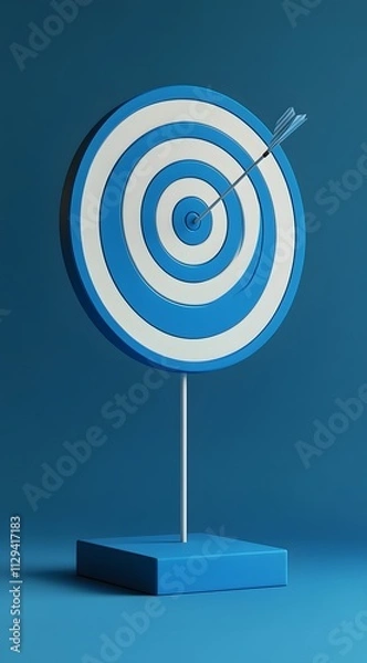 Fototapeta Dartboard, target with arrow on blue background.