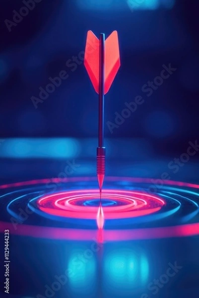 Fototapeta Dart hitting target in dark room