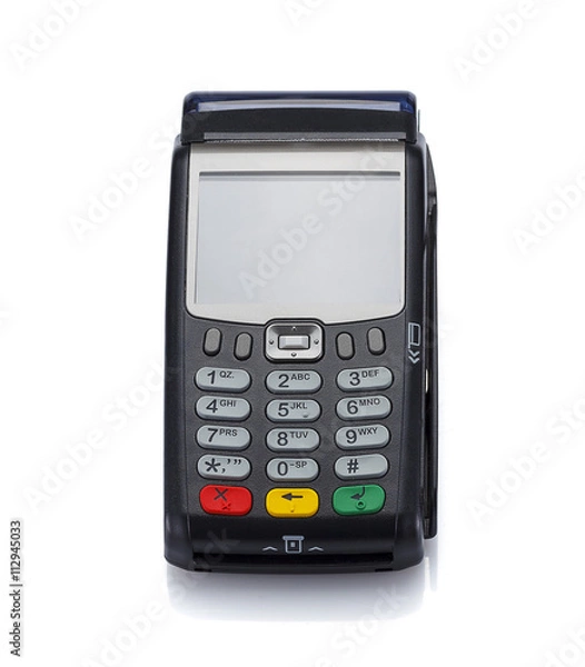 Fototapeta Credit card machine isolated on white background