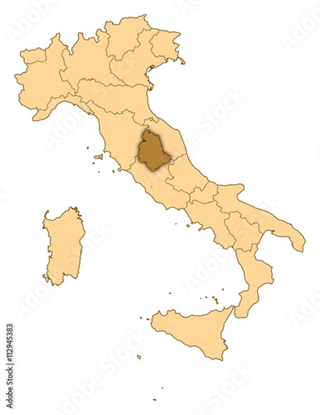 Obraz Map - Italy, Umbria