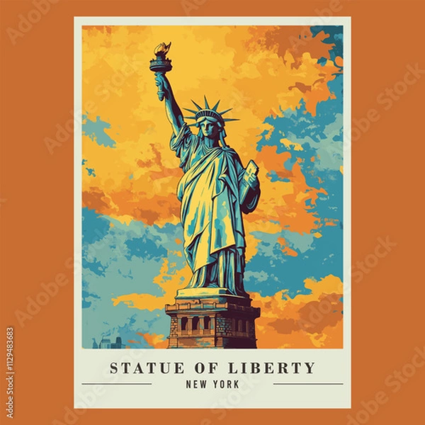 Obraz Statue of Liberty Vintage Poster Stock Vector Illustration