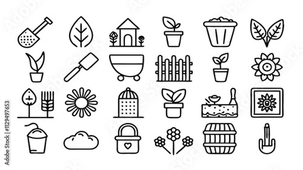 Obraz Gardening and Plants related icon editable stroke outline  set of different types small icons isolated on white background flat vector illustration