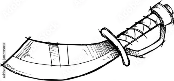 Fototapeta Pirate Sword Doodle Sketch Vector
