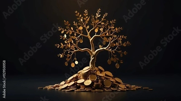 Fototapeta tree of coins