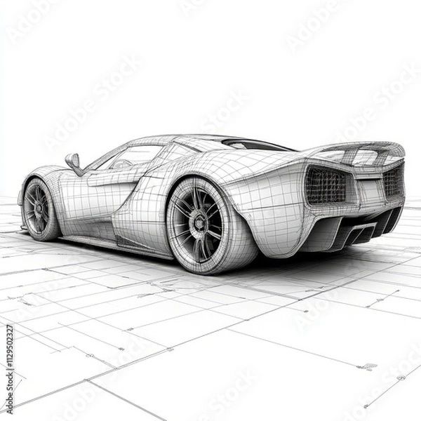 Obraz black and white drawing concept of a car