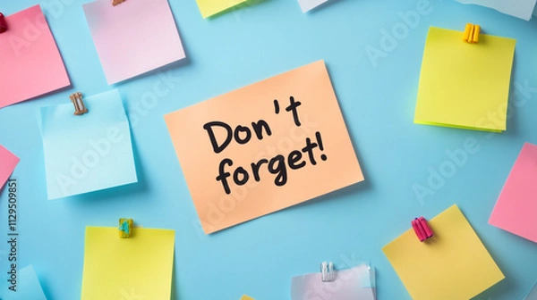 Fototapeta Colorful Sticky Notes Reminder  Don t Forget  Planning Organization