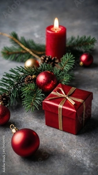 Obraz vertical christmas present picture. Generative AI.