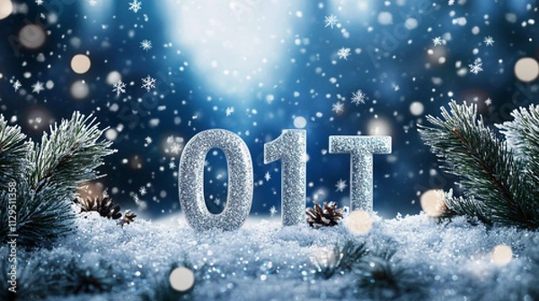 Fototapeta Glittery 01 New Year Winter Snow Scene