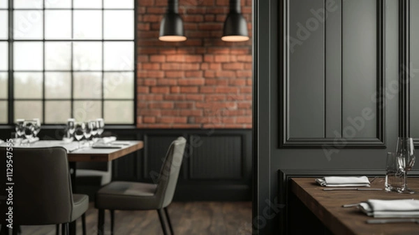 Fototapeta Elegant dining experience modern restaurant interior design cozy atmosphere contemporary viewpoint