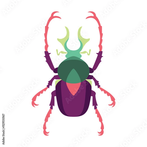 Obraz Vector Scarab Beetle Bug Insect Cartoon Illustration Isolated