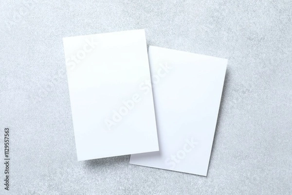 Obraz White cards on gray background