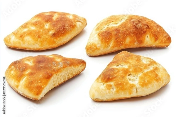 Obraz Bannock bread arranged alone on white backdrop