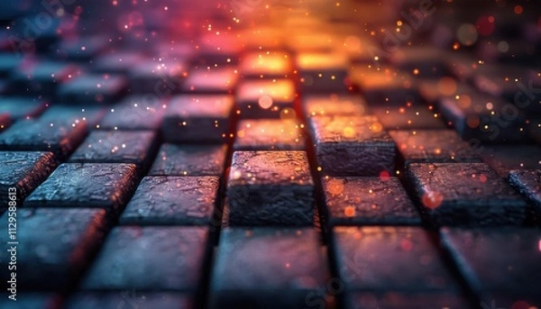 Fototapeta A close up of a brick wall with a lot of sparkles