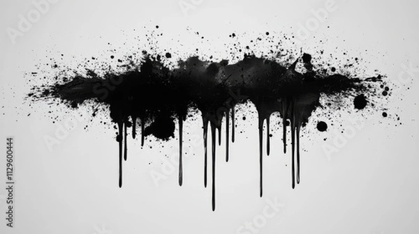 Obraz Dripping Black Ink Splatter Art.
