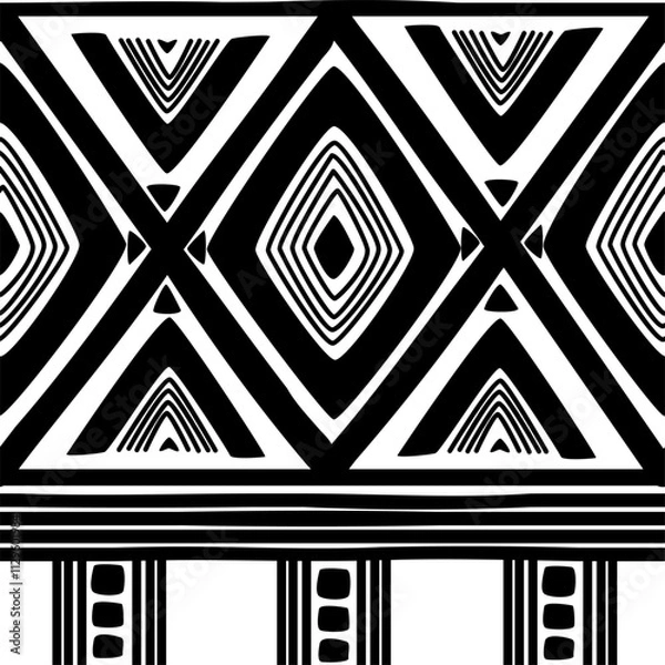Obraz Seamless pattern tribal texture, ethnic background in simple stylePrint