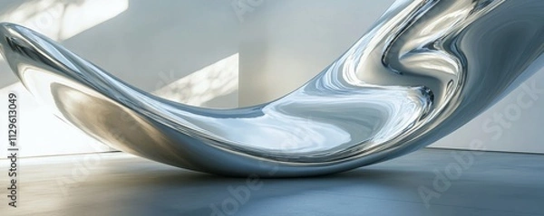 Fototapeta A simple, reflective surface, slightly curved, with light playing on its surface.