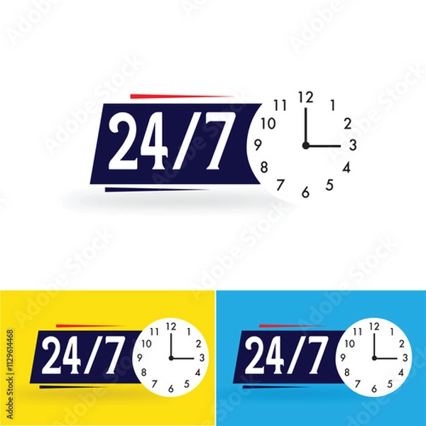 Obraz 24/7 Service vector Templates with Customizable Clock Designs