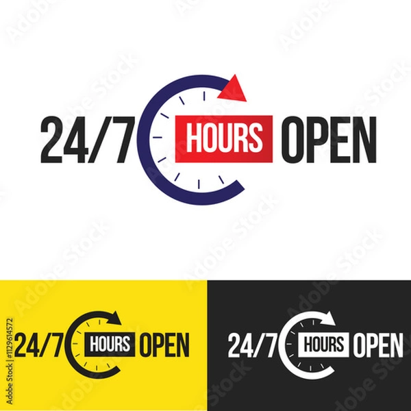 Obraz 24/7 Service vector Templates with Customizable Clock Designs